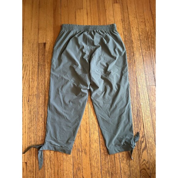 T by Talbots Green Elastic Waist Cropped Ankle Track Pants Size Medium - Picture 4 of 4